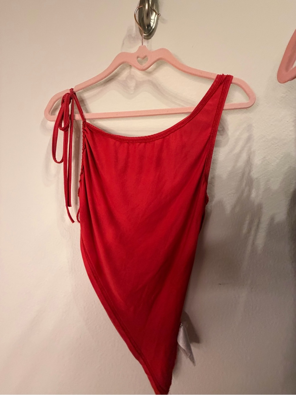 Edikted Red Asymmetrical Tie-Shoulder Camisole